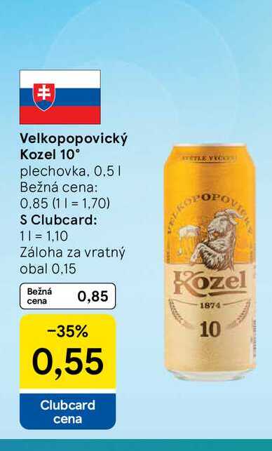 Velkopopovický Kozel 10° plechovka, 0.5l