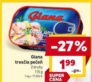 Giana tresčia pečeň 2 druhy 115 g 