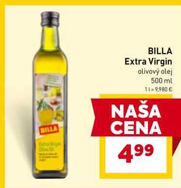 BILLA Extra Virgin olivový olej 500 ml v akcii