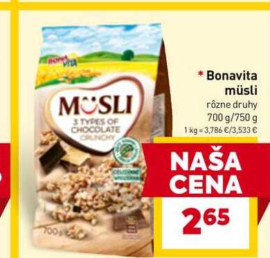 Bonavita müsli rôzne druhy 700 g/750 g 