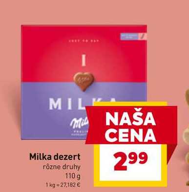 Milka dezert rôzne druhy 110 g 