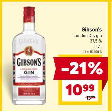 Gibson's London Dry gin 37,5% 0,7l