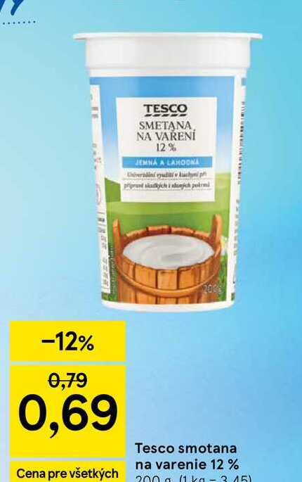 Tesco smotana na varenie 12% 200 g
