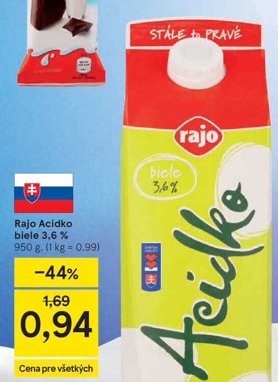 Rajo Acidko biele 3,6 % 950 g