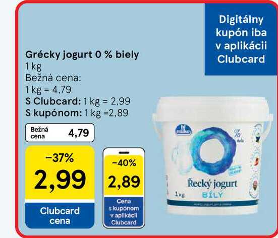 Milko Grécky jogurt 0 % biely 1 kg