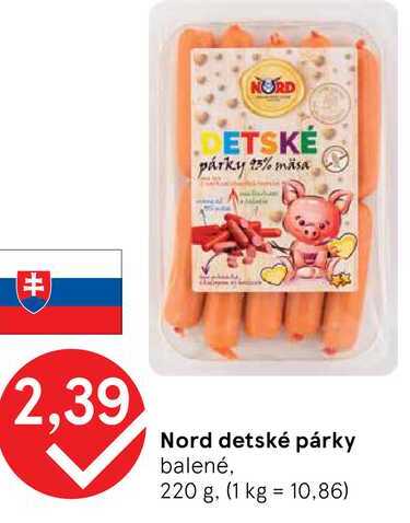 Nord detské párky balené, 220 g