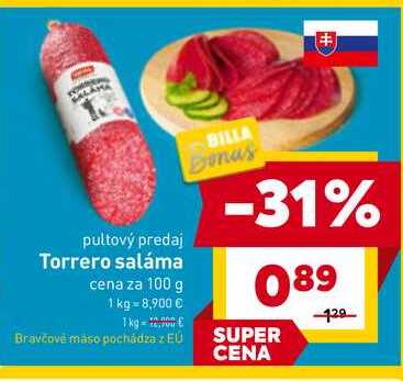 Torrero saláma cena za 100 g 
