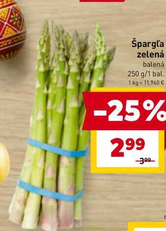 Špargla zelená balená 250 g/1 bal. 
