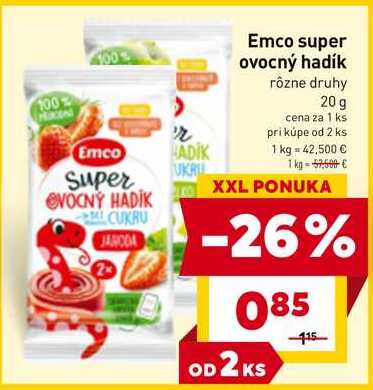 Emco super ovocný hadík rôzne druhy 20 g 