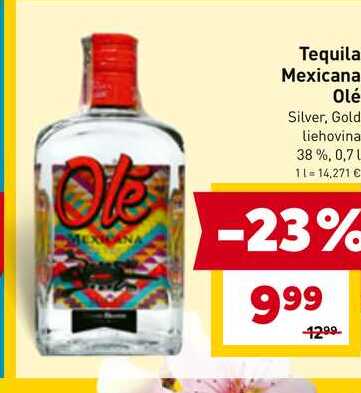 Tequila Mexicana Olé Silver, Gold liehovina 38 %, 0,7l