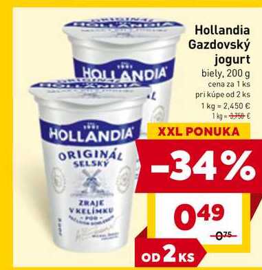 Hollandia Gazdovský jogurt biely, 200 g  v akcii