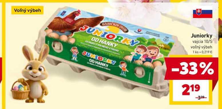 Juniorky vajcia 10/S voľný výbeh