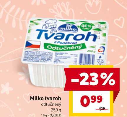 Milko Tvaroh z Poděbrad Odtučněný 250g 