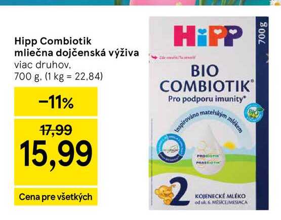Hipp Combiotik mliečna dojčenská výživa viac druhov 700 g