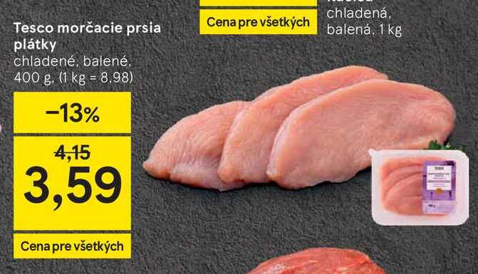 Tesco morčacie prsia plátky chladené, balené 400 g