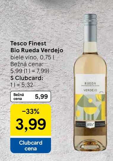 Tesco Finest Bio Rueda Verdejo biele víno 0.75l