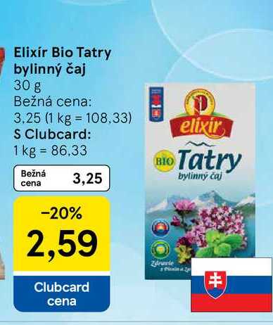 Elixír Bio Tatry bylinný čaj 30 g v akcii
