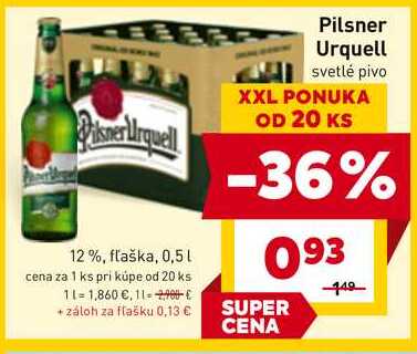 Pilsner Urquell svetlé pivo 0,5l  v akcii