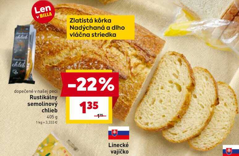 Rustikálny semolinový chlieb 405 g  v akcii