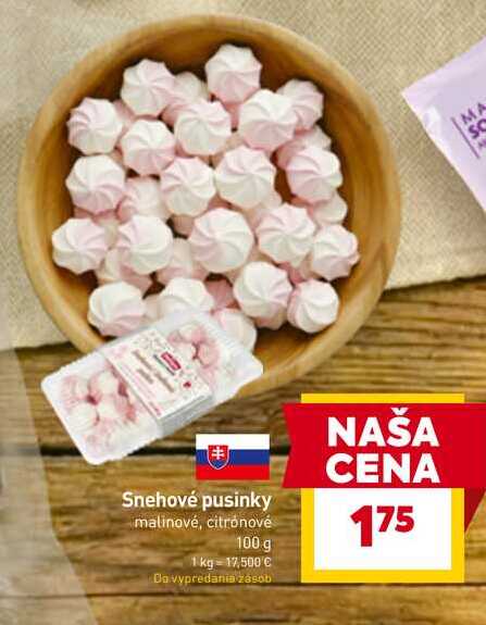 Snehové pusinky malinové, citrónové 100 g