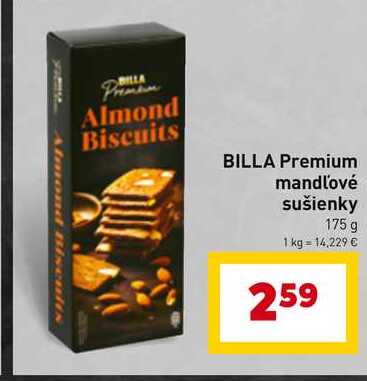 BILLA Premium mandľové sušienky 175 g v akcii