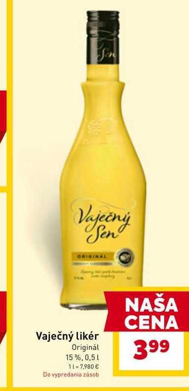 Vaječný likér Originál 15%, 0,5 l