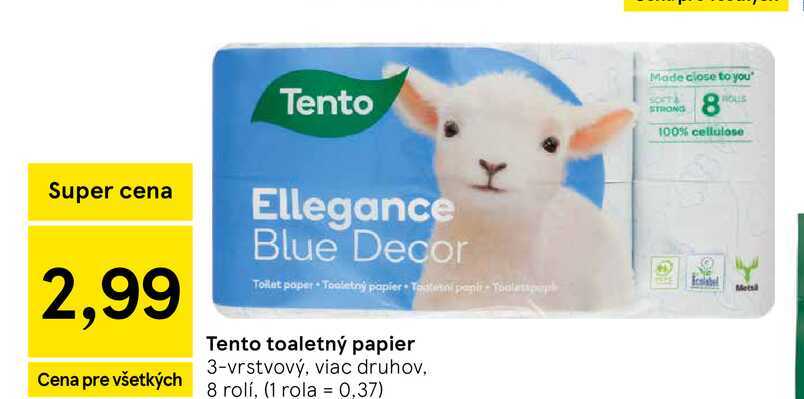 Tento toaletný papier 3-vrstvový, viac druhov, 8 rolí