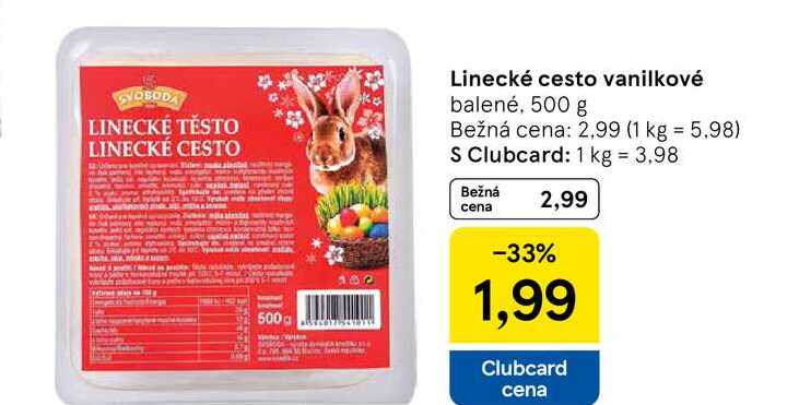Linecké cesto vanilkové balené, 500 g 