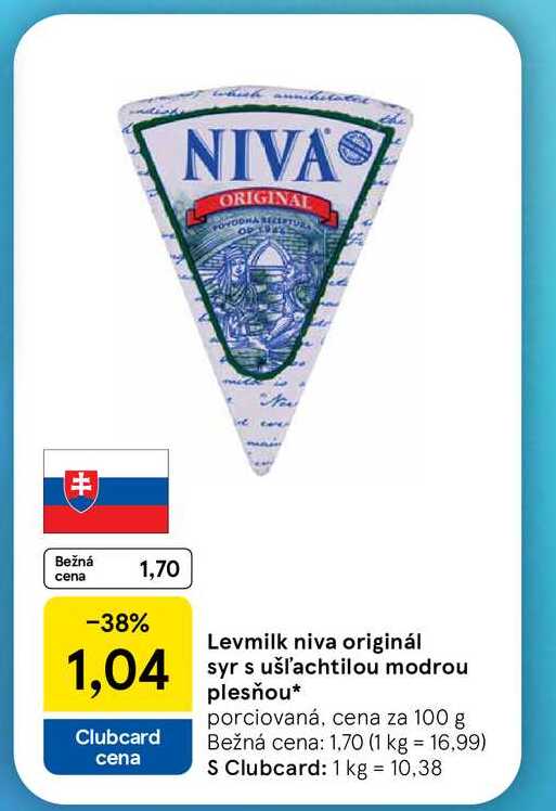Levmilk niva originál syr s ušľachtilou modrou plesňou porciovaná, 100 g