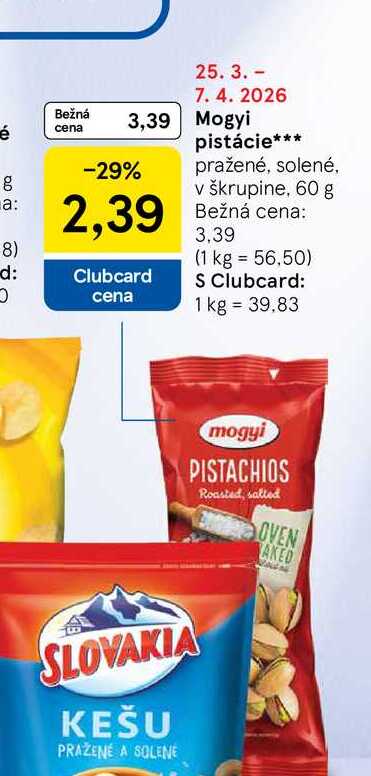 Mogyi pistácie pražené, solené, v škrupine, 60 g 