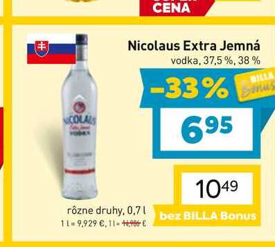 Nicolaus Extra Jemná vodka, 37,5%, 0,7l v akcii