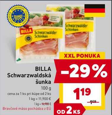 BILLA Schwarzwaldská šunka 100 g