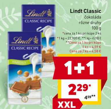 Lindt Classic čokoláda rôzne druhy 100 g 