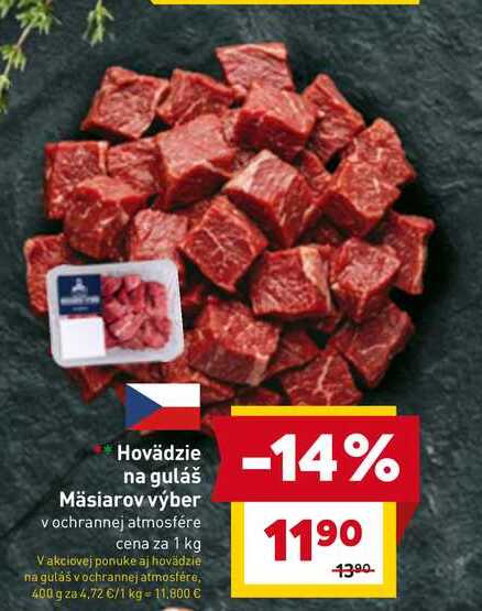 Hovädzie na guláš Mäsiarov výber vochrannej atmosfére cena za 1 kg