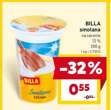 BILLA smotana na varenie 12% 200 g