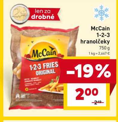 McCain 1-2-3 hranolčeky 750 g 