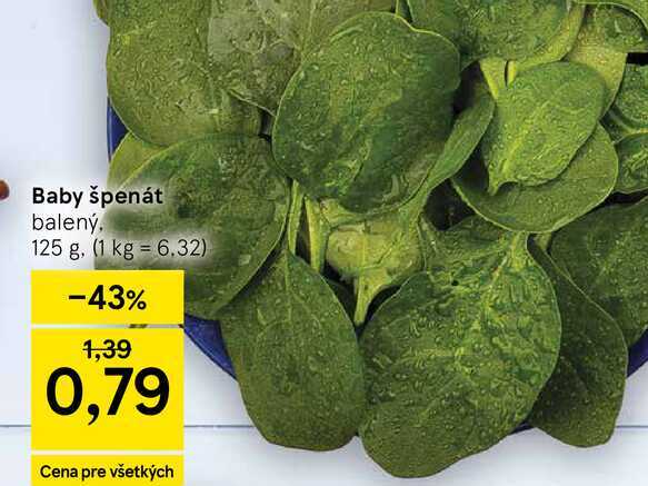 Baby špenát balený, 125 g