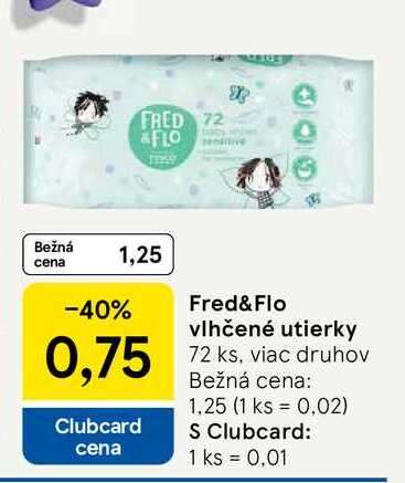 Fred& Flo vlhčené utierky 72 ks