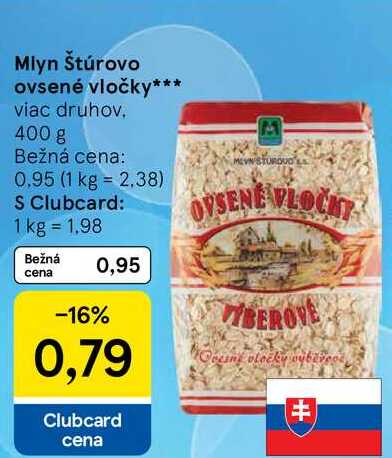 Mlyn Štúrovo ovsené vločky viac druhov 400 g