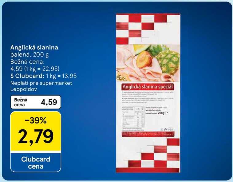 Anglická slanina balená, 200 g 