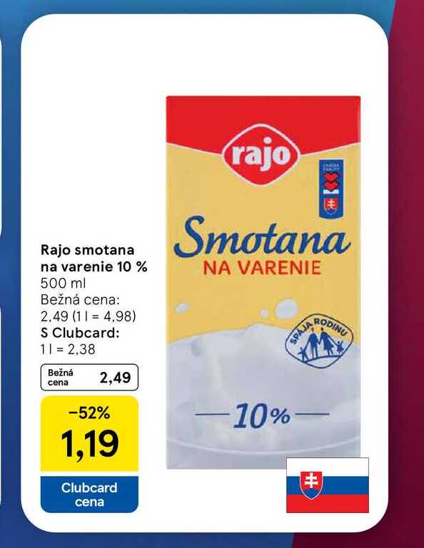 Rajo smotana na varenie 10 % 500 ml