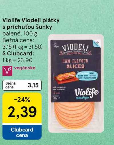 Violife Viodeli plátky s príchuťou šunky balené, 100 g 