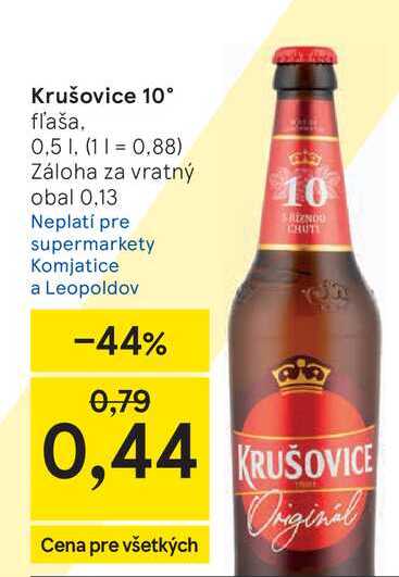 Krušovice 10° fľaša 0,5l
