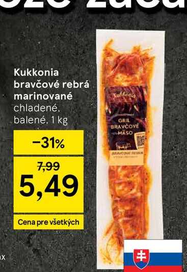 Kukkonia bravčové rebrá marinované chladené. balené, 1 kg 