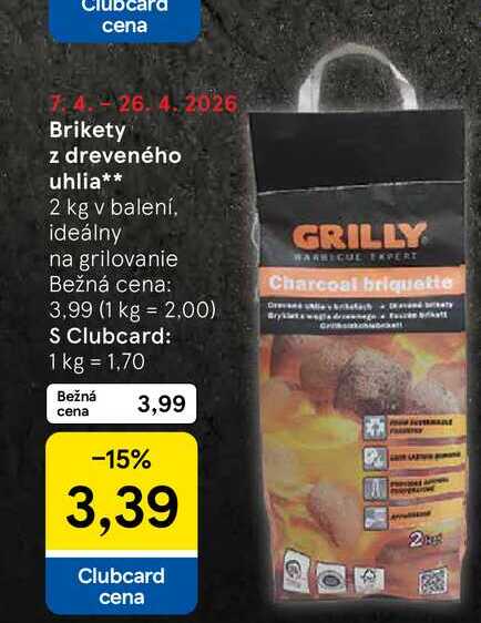 Brikety z dreveného uhlia 2 kg  