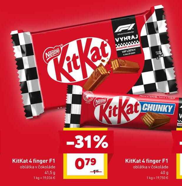 KitKat 4 finger F1 oblátka v čokoláde 41,5 g 