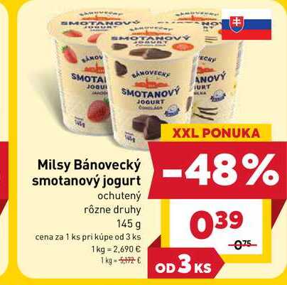 Milsy Bánovecký smotanový jogurt ochutený rôzne druhy 145 g