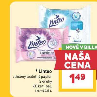 Linteo vlhčený toaletný papier 2 druhy 60 ks/1 bal.