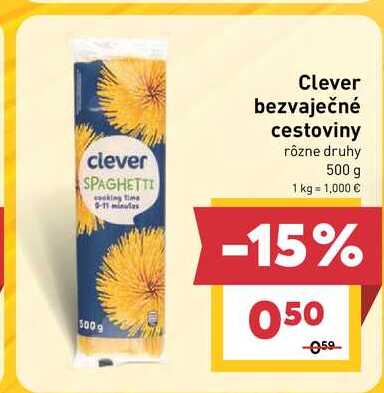 Clever bezvaječné cestoviny rôzne druhy 500 g 