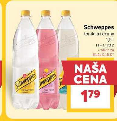 Schweppes tonik, tri druhy 1,5l